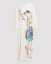 COSTARELLOS Embroidered silk-blend gown - White White