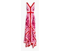 Valentine tie-dyed silk-crepe de chine midi dress - Red