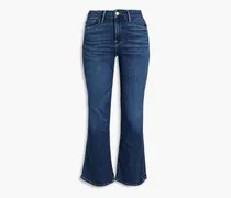 Le Cropped Mini Boot faded mid-rise kick-flare jeans - Blue