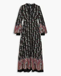 Etro Lace-trimmed printed silk-georgette midi dress - Black Black