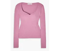 Asymmetric ribbed-knit top - Pink
