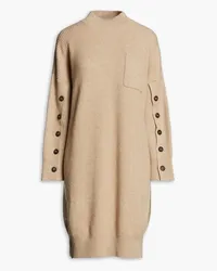 Brunello Cucinelli Ribbed cashmere mini dress - Neutral Neutral