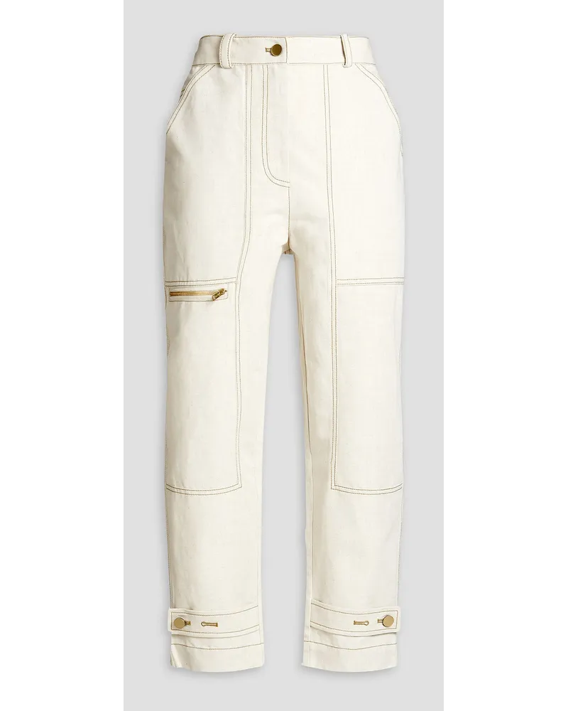 3.1 phillip lim Cropped cotton and linen-blend straight-leg pants - White White