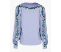 Embellished silk-crepe blouse - Purple