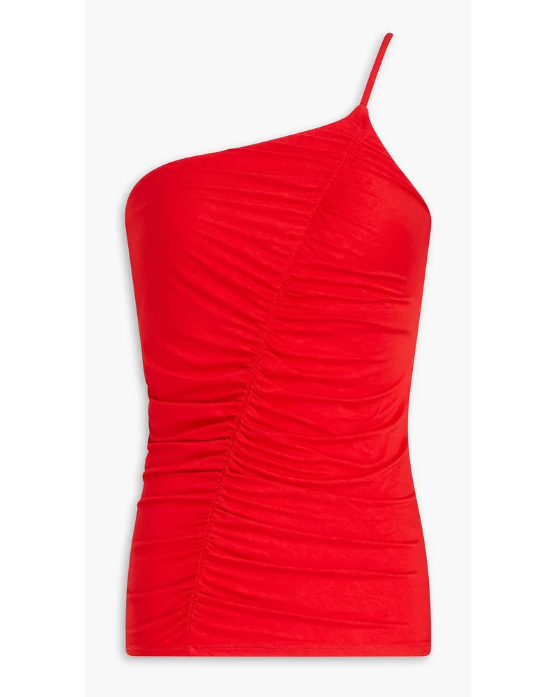 Enza Costa One-shoulder ruched stretch-jersey top - Red Red