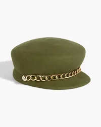 Eugenia Kim Sabrina chain-trimmed wool-felt cap - Green Green