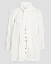 Zimmermann Tie-neck broderie anglaise cotton blouse - White White