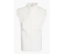 Barlotte broderie anglaise-paneled cotton top - White