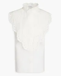 Claudie Pierlot Broderie anglaise-paneled cotton top - White White