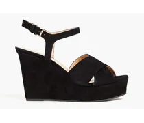 Suede platform wedge sandals - Black