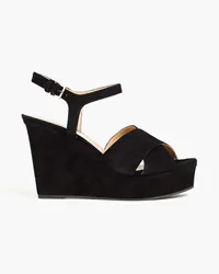 Sergio Rossi Suede platform wedge sandals - Black Black