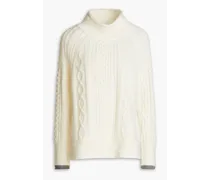 Camil cable-knit wool-blend turtleneck sweater - White