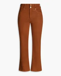 Derek Lam Cropped coated high-rise kick-flare jeans - Brown Brown