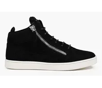 Brek zip-detailed suede high-top sneakers - Black