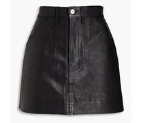 Textured-leather mini skirt - Black
