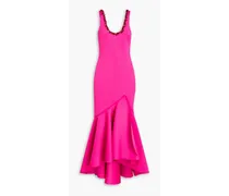 Asymmetric embellished scuba gown - Pink