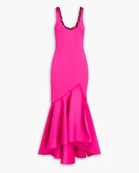 Badgley Mischka Asymmetric embellished scuba gown - Pink Pink