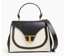 T Timeless leather and canvas tote - Black