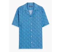 Roberto printed linen shirt - Blue