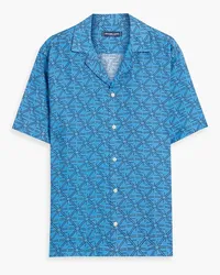 Frescobol Carioca Roberto printed linen shirt - Blue Blue