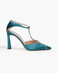 Alberta Ferretti Crystal-embellished satin pumps - Blue Blue