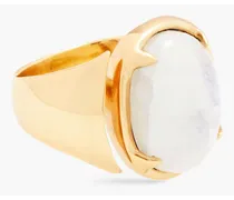 Gold-plated moonstone ring - Metallic