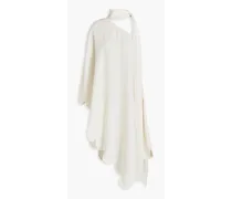 One-sleeve asymmetric silk-crepe top - White