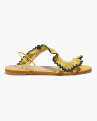 RED Valentino Ruffled suede slingback sandals - Yellow Yellow