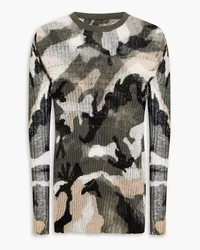 Valentino Garavani Camouflage-print ribbed linen sweater - Green Green