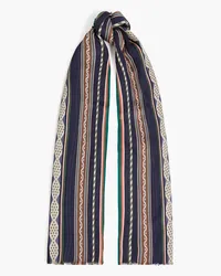 Paul Smith Frayed printed cotton-blend jacquard scarf - Blue Blue