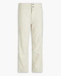 Rag & Bone Cropped striped cotton, hemp and linen-blend straight-leg pants - White White