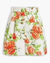 EMILIA WICKSTEAD Pleated floral-print faille shorts - White White