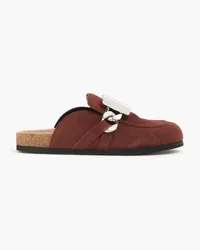 J.W.Anderson Chain-embellished suede slippers - Brown Brown