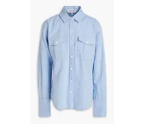 Georgie cotton and linen-blend shirt - Blue