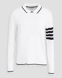 Thom Browne Striped knitted polo sweater - White White