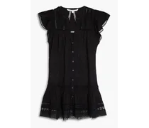 Mirtea ruffled cotton jacquard mini shirt dress - Black