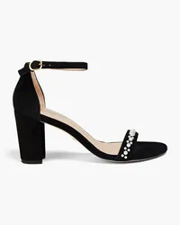 Stuart Weitzman Faux pearl-embellished suede sandals - Black Black