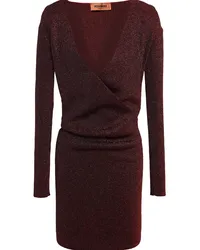 Missoni Wrap-effect metallic crochet-knit mini dress - Burgundy Burgundy