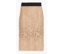Cotton-blend corded lace pencil skirt - Neutral