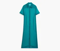 Silk-crepon midi shirt dress - Blue