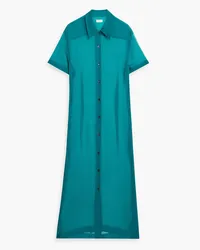 Dries van Noten Silk-crepon midi shirt dress - Blue Blue