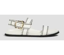 Le Marcel whipstitched leather sandals - White