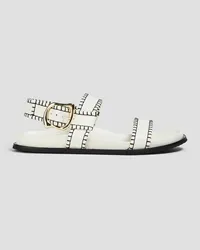 Frame Denim Le Marcel whipstitched leather sandals - White White