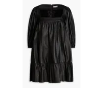 Gathered leather mini dress - Black