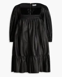 RED Valentino Gathered leather mini dress - Black Black