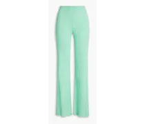 Solisa mélange ribbed cotton-blend flared pants - Green
