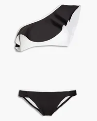 ba&sh One-shoulder ruffled two-tone bikini - Black Black