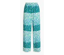 Norina floral-print crepe wide-leg pants - Green