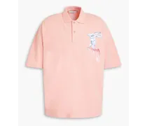 Printed cotton-piqué polo shirt - Pink