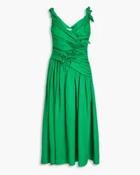 Zimmermann Cutout knotted linen midi dress - Green Green